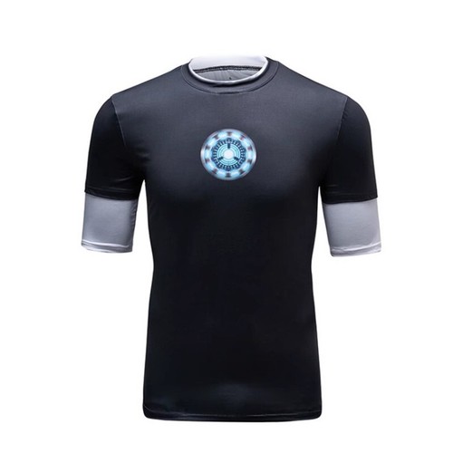 Iron Man 3D Print Muscle T-shirts Fitness Tights Short Sleeve Casual Tops Tee - Picture 13 of 14
