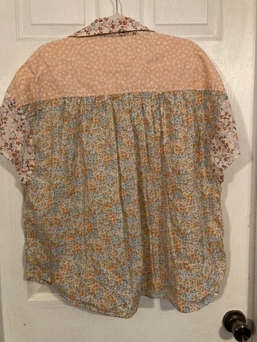 American Eagle Oversized Resort Hemd XL Knopfleiste Blumen Patchwork Bauern Boho - Bild 5 von 6