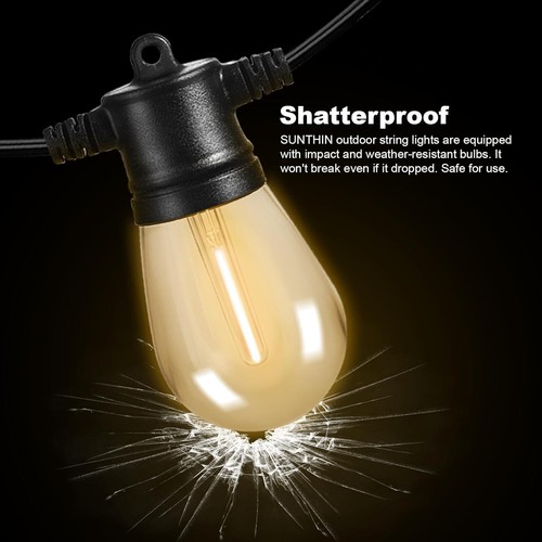 96FT Outdoor String Lights with 32 Shatterproof LED Bulbs for Stylish Patios - Picture 6 of 9