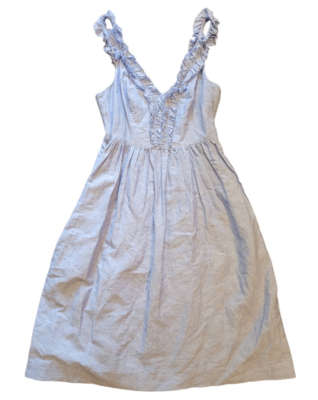 Banana Republic Linen Dress Women's 0 Blue Chambray Ruffle Sleeve Cotton | eBay Banana Republic Linen Dress Women's 0 Blue Chambray Ruffle Sleeve Cotton | eBay