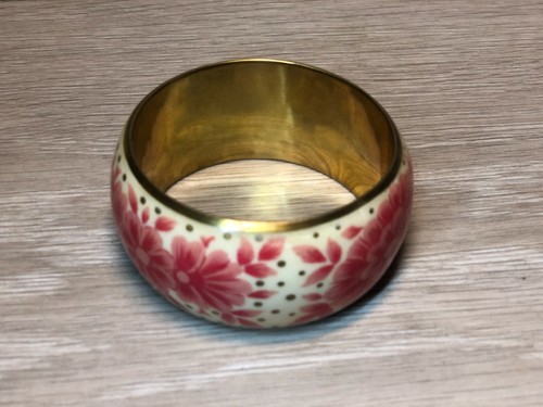 Vintage Armband UdSSR Blumen Messing Kunststoff - Bild 2 von 9