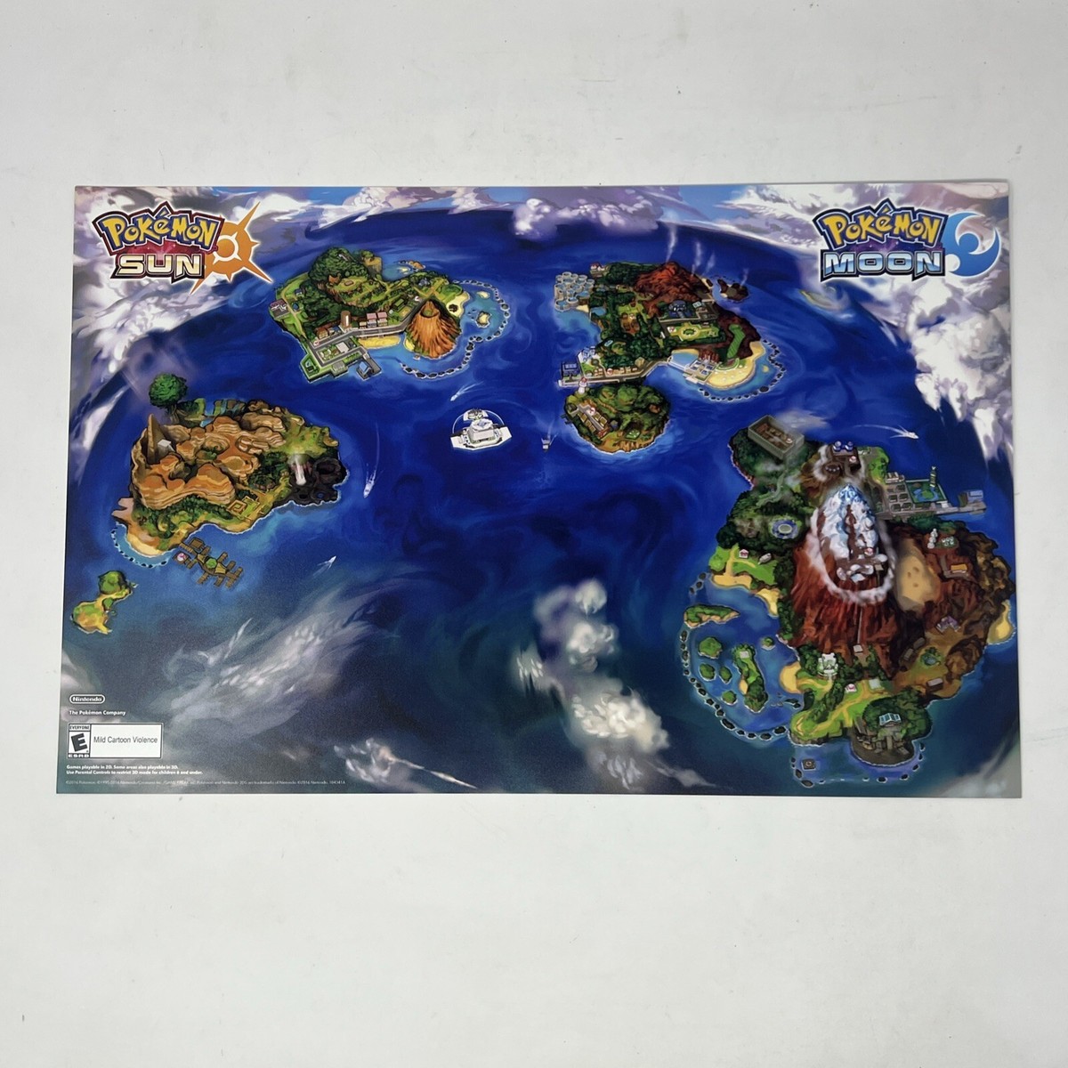 E3 Pokemon Sun & Moon With Alola Region Map Dual Sided Glossy