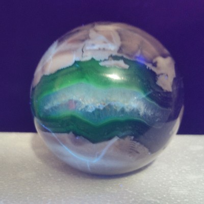 Natural Fluorescent agate Ball Quartz Crystal Polished Sphere 77mm