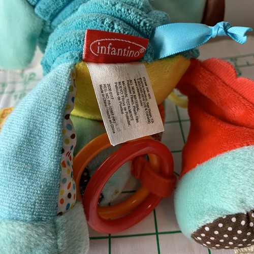 Infantino Teal Elephant Sensory Toy Crib Stroller Teether Crinkle Rattle BC - Picture 6 of 7