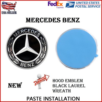 Front Hood Paste Emblem Black Flat Laurel Wreath Badge For Mercedes E Class W213