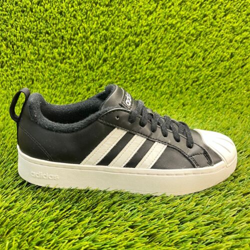 Adidas Street Check Boys Size 4Y Black White Athletic Casual Shoes Sneakers