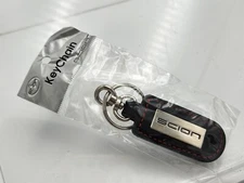OEM Scion (Toyota) Faux-Leather Keychain Key Ring w/ Red Stitching - 2 1/4"W