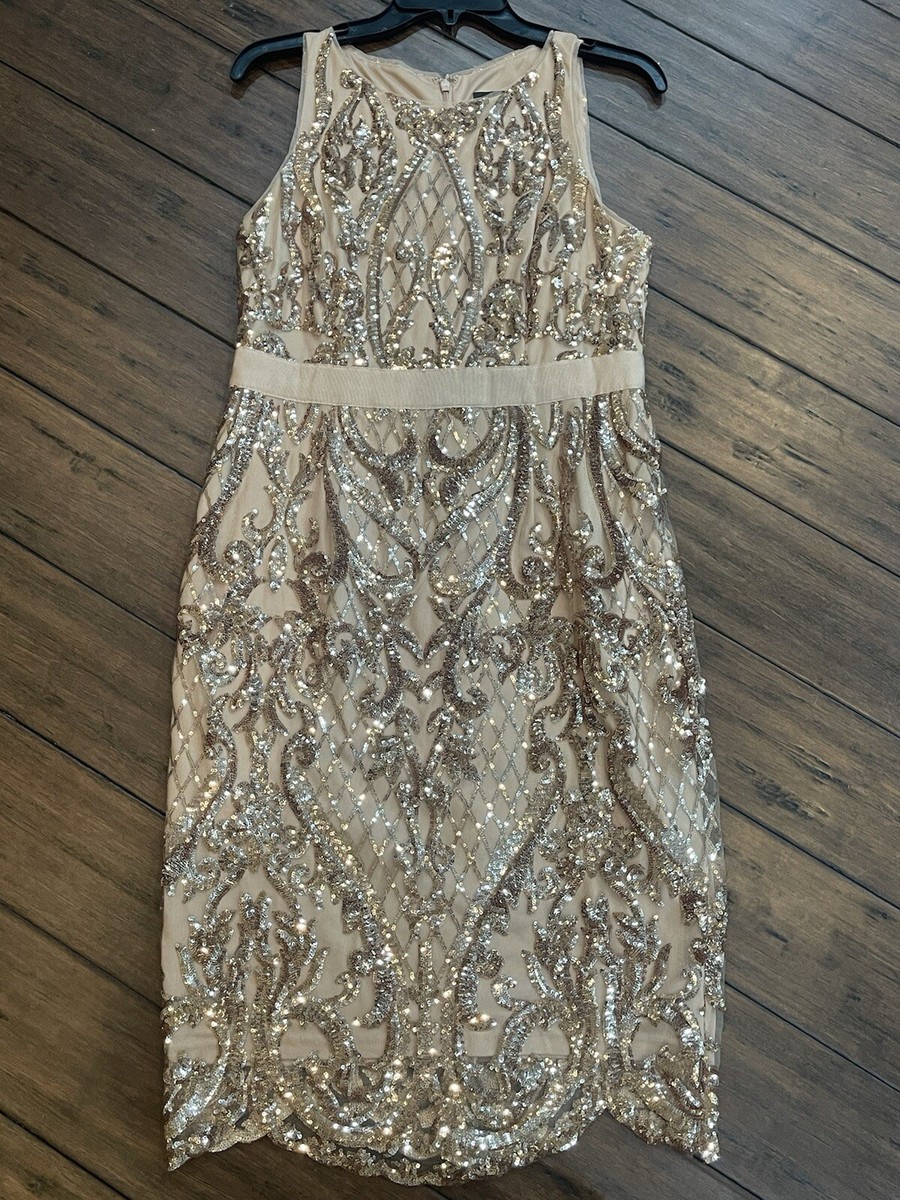 Adrianna Papell Rose Gold Sequined Dress Size 8 | eBay Adrianna Papell Rose Gold Sequined Dress Size 8 | eBay