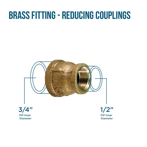 Brass Reducing Coupling with Female NPT Threaded Ends Lead Free 2 1/2" x 1" - Picture 25 of 30