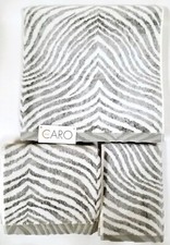 CARO COTTON WHITE,GRAY,SILVER ZEBRA STRIPES BATH,2 HAND,OR 2 TIP FINGERTIP TOWEL