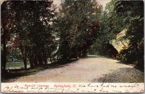 Springfield, Ohio Postkarte "Ferncliff Cemetery" Straßenansicht / 1908 OH Abbrechen - Bild 1 von 2