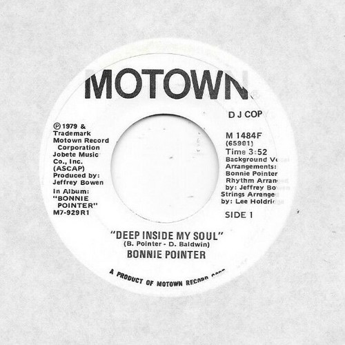 BONNIE POINTER * 45 * Deep Inside My Soul * 1979 * DJ PROMO *LOOKS MINT * MOTOWN - Picture 1 of 4