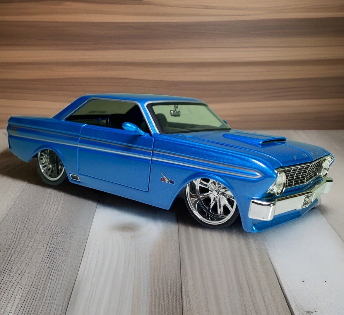 Jada Toys 1:24 Bigtime Muscle Ford Falcon 1964 Metallic Blue **NO BOX**READ Jada Toys 1:24 Bigtime Muscle Ford Falcon 1964 Metallic Blue **NO BOX**READ