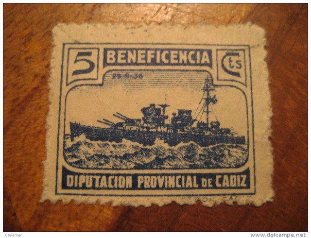 Cadiz Provincial Council Craft Undress Charity Warship Ship Poster Stamp Label Cadiz Provincial Council Craft Undress Charity Warship Ship Poster Stamp Label
