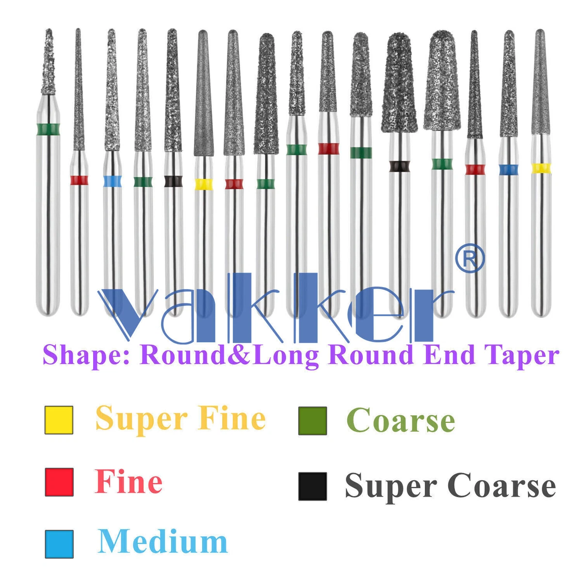 100pcs Dental Diamond Burs - Super Thick & Medium Round FG Shank For Lab Work
