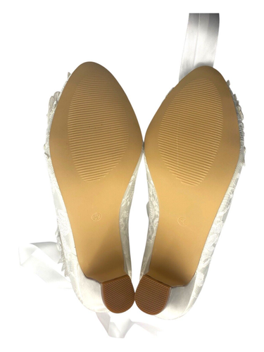 Jiajia Bridal Shoes White Lace Pearl Shoes Floral Women's UK Size 6.5 - Picture 12 of 13