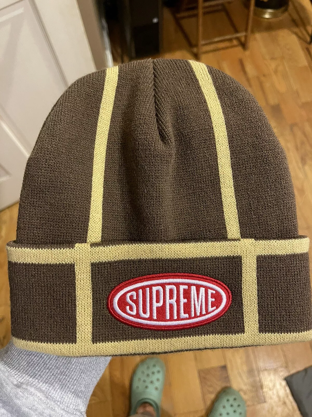 Supreme Grid Beanie marron