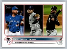 Robbie Ray/Gerrit Cole/Dylan Cease 2022 Topps AL Strikeout Leaders BASEBALL #138