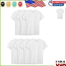 Durable Boys' White Crew Neck T-Shirts - 7 Pack Cotton, Ideal for Everyday Wear