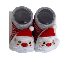 Newborn Baby Santa Face Bootie Red Christmas Knitted Socks Slippers Holiday