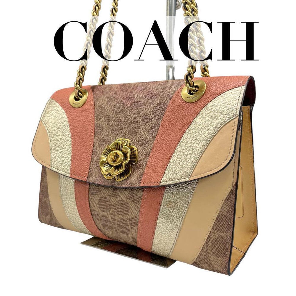Coach Shoulder Bag PVC Beige Authentic G10251973