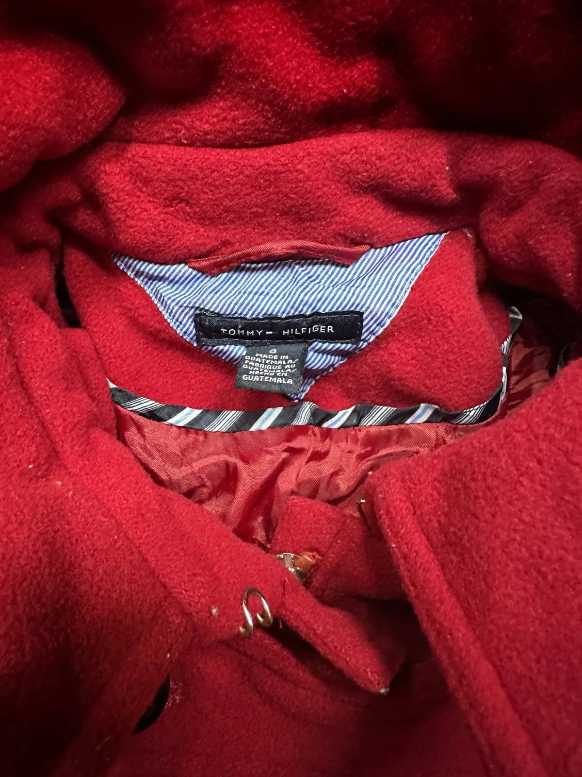 Tommy Hilfiger Women’s Hooded (Detachable) Wool Duffle Red Size image 2