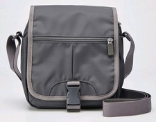 Gray Crossbody Travel Organizer Bag Multiple Zip Pockets Adjustable Strap NEW