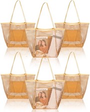 Cunno 6 Pieces Mesh Beach Tote Bag for Women Summer Waterproof Sandproof Shou...