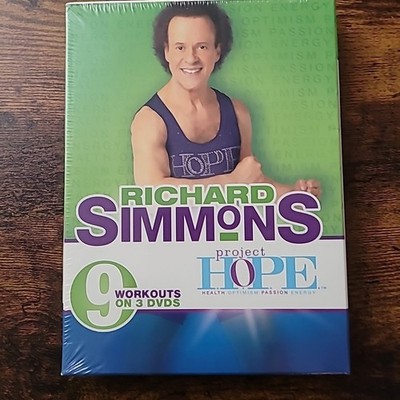 Richard Simmons 3 DVD 9 Workouts Project Hope Health Optimism Passion Energy NEW