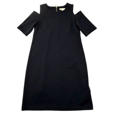 Michael Kors Dress Women's Medium Knee Length Cold Shoulder Short Sleeve Black