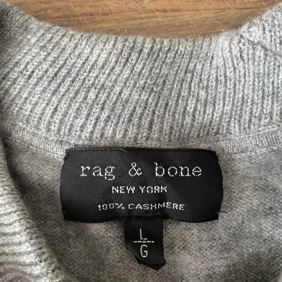 Rag & Bone Cashmere Crewneck Sweatshirt Womens Large Gray Pullover Longsleeve - Image 3 of 4