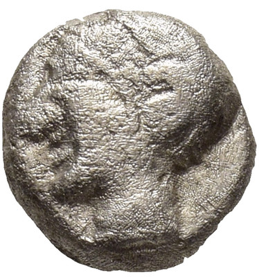 Ionia, Phokaia. AR archaic obol (8mm, 1.14 g) Ca. 510-494 B.C. Helmet. Lot a3805