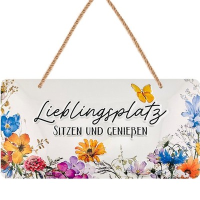 Lanolu Tin Sign Favourite Place Enjoy Retro Metal Sign Decoration 16x32cm