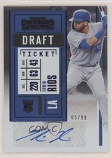 2020 Contenders Rookie 2 Variation B Draft Ticket Blue 65/99 Edwin Rios Auto 0ko