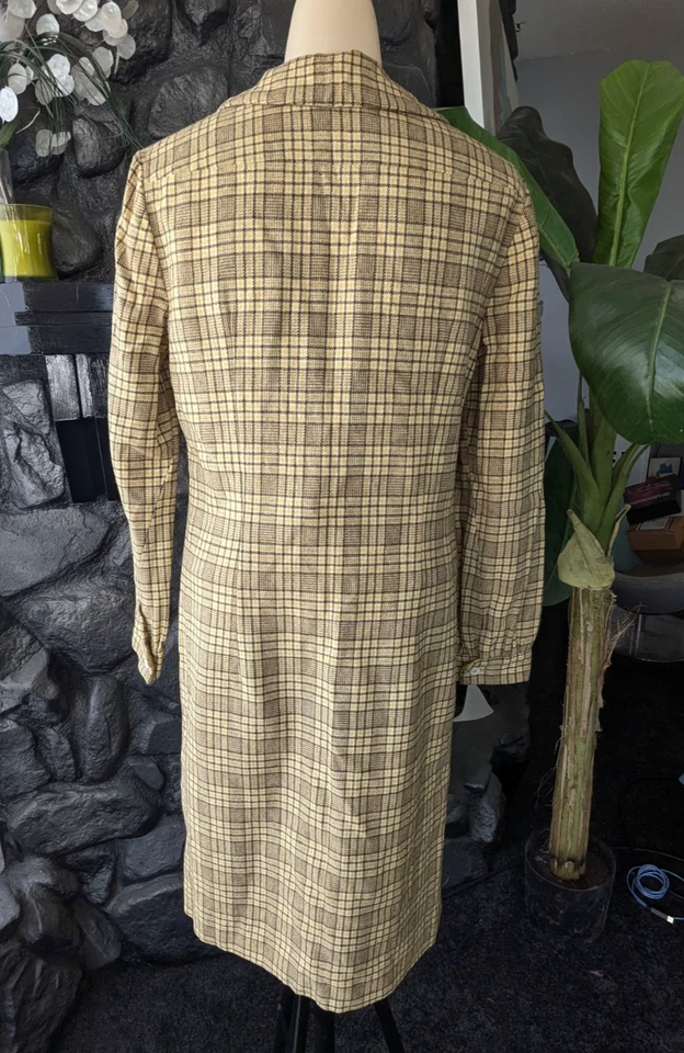 Vestido camisero vintage años 60 Pendleton de lana a cuadros manga larga marrón/amarillo/blanco a cuadros 12 Foto 4 de 4