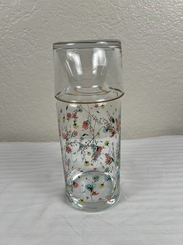 Vintage Bedside Water Carafe Pitcher and Glass Set - 23 Oz Floral with Cup - Picture 7 of 7