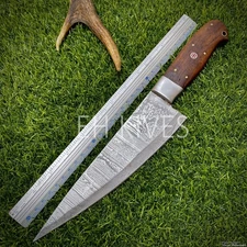12.5'' Handmade Damascus Slicing Sharp Chef Knife for Meat/BBQ with Sheath