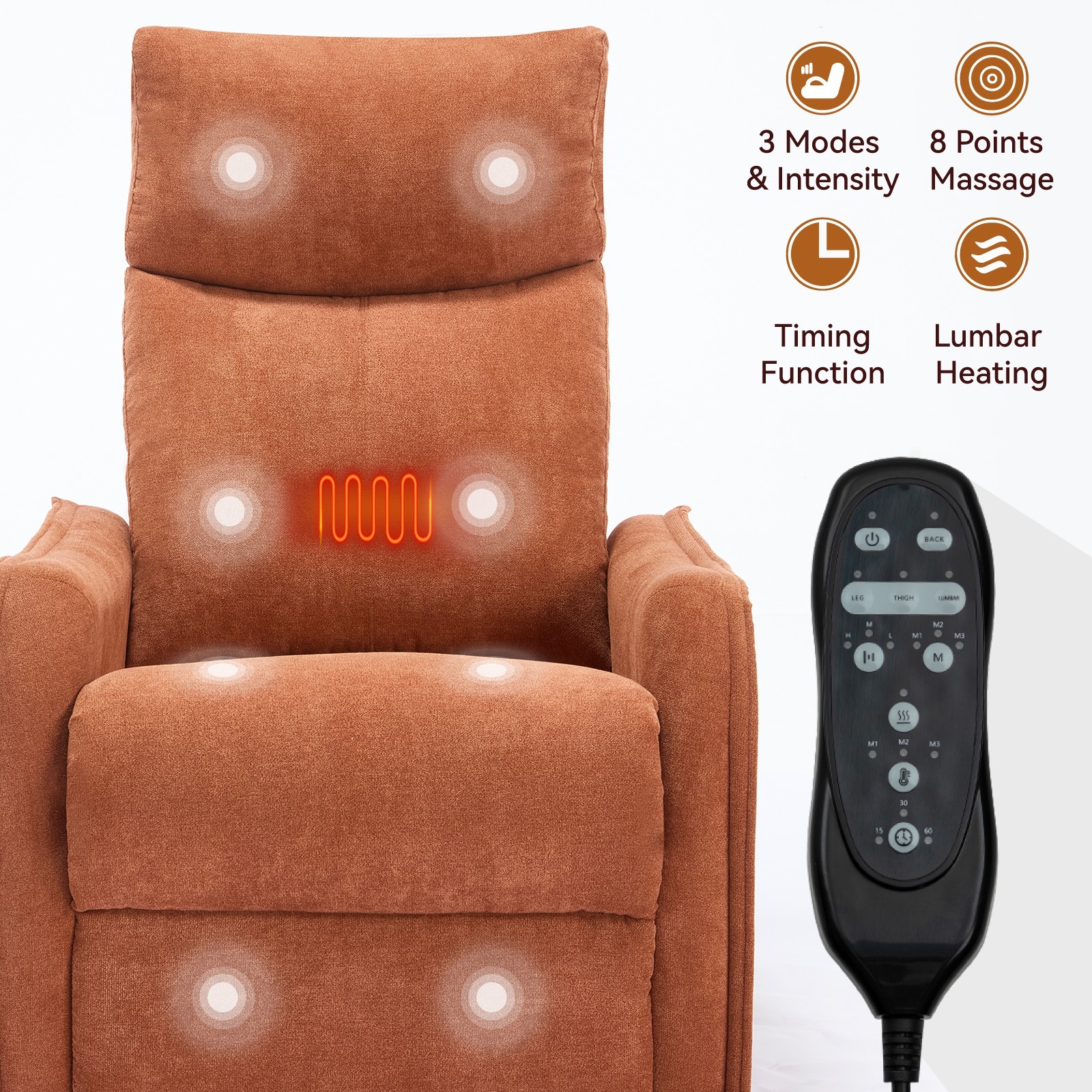 Manual Swivel Rocker Recliner Chair Nursery Glider Rocking Chair  Massage Heated