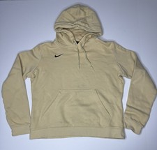 Nike Beige Tan Pullover Hoodie Sweatshirt Medium Swoosh Logo Pocket