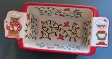 Temp-tations 12 oz. Seasonal Ceramic Loaf Pan Gingerbread Man & Elf Joy