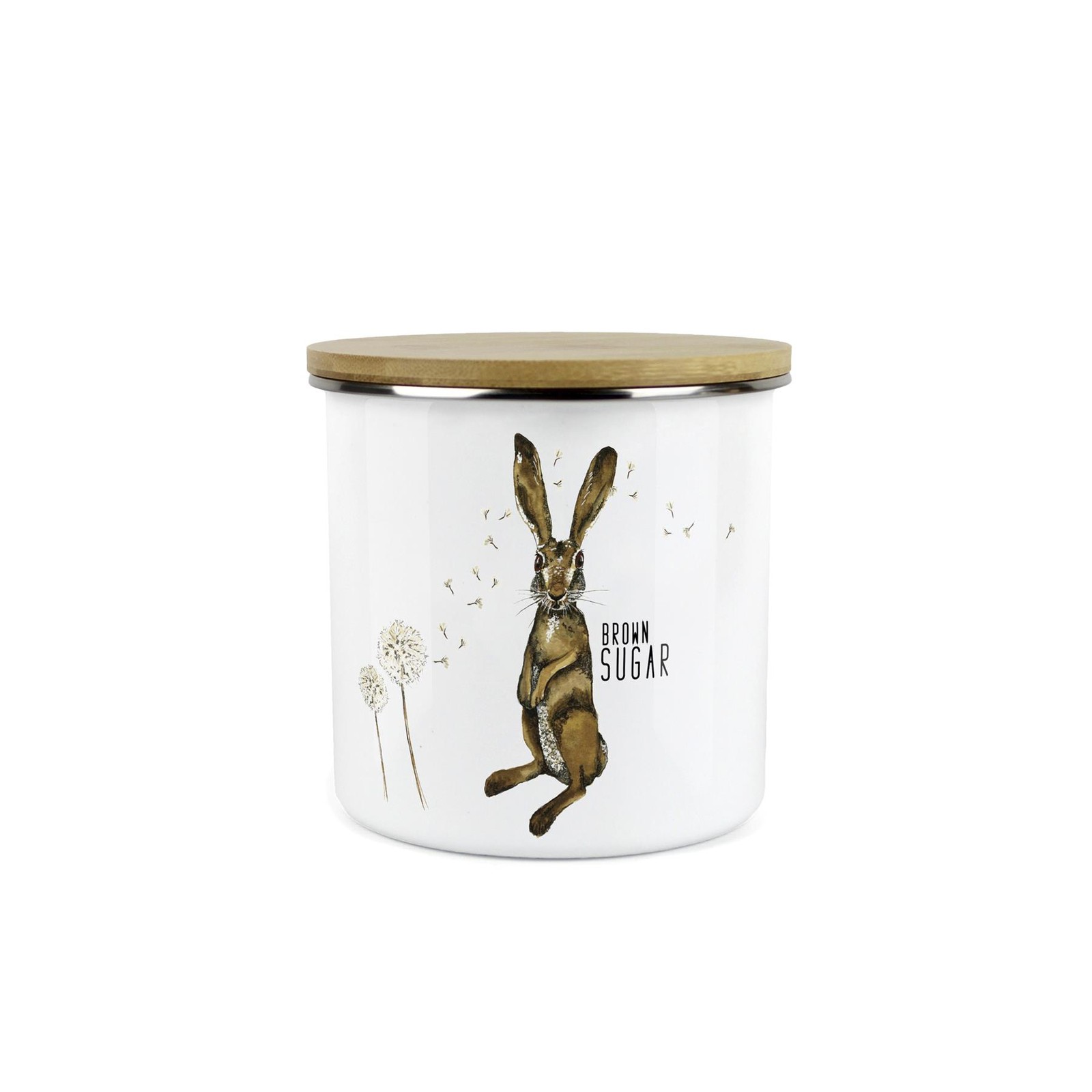 Hare & Dandelions Brown Sugar Canister - Countryside Storage Jar - Kitchen Gifts