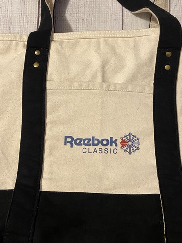 Bolso de Mano Vintage Reebok Clásico de Lona Enorme Logo Gemline Cremallera Bolso de Mano - Imagen 2 de 7
