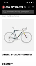 Cinelli Zydeco Gravel Bike Frameset 54cm Muddy Dry Alloy Frame Carbon Fork 