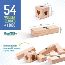 GIANTVILLE LARGE WOODEN BLOCKS FOR KIDS AND ADULTS MEGA WOOD TOYS WITH - BROWN