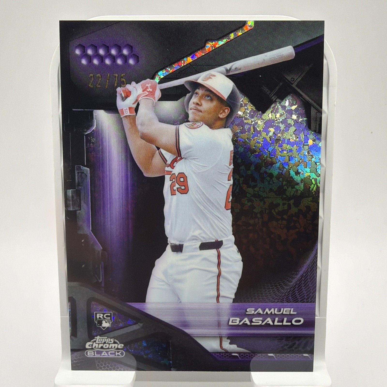 2026 Topps Chrome Black Samuel Basallo RC Purple mini diamond refractor 22/75!