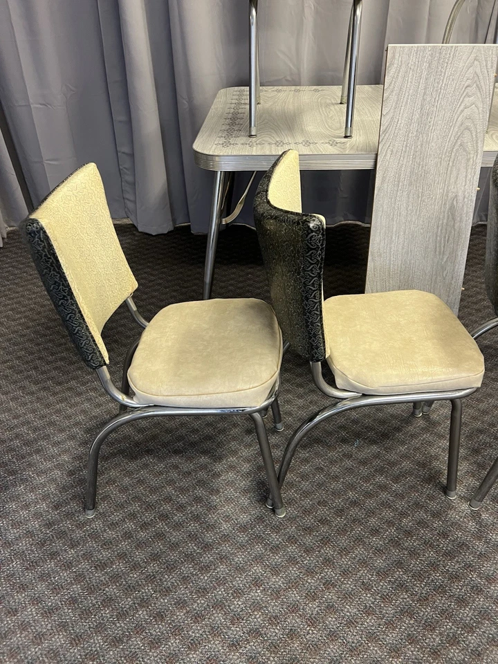 JUEGO SILLAS MESA COMEDOR FORMICA VINTAGE mediados de siglo cocina moderna retro cromada Foto 4 de 4