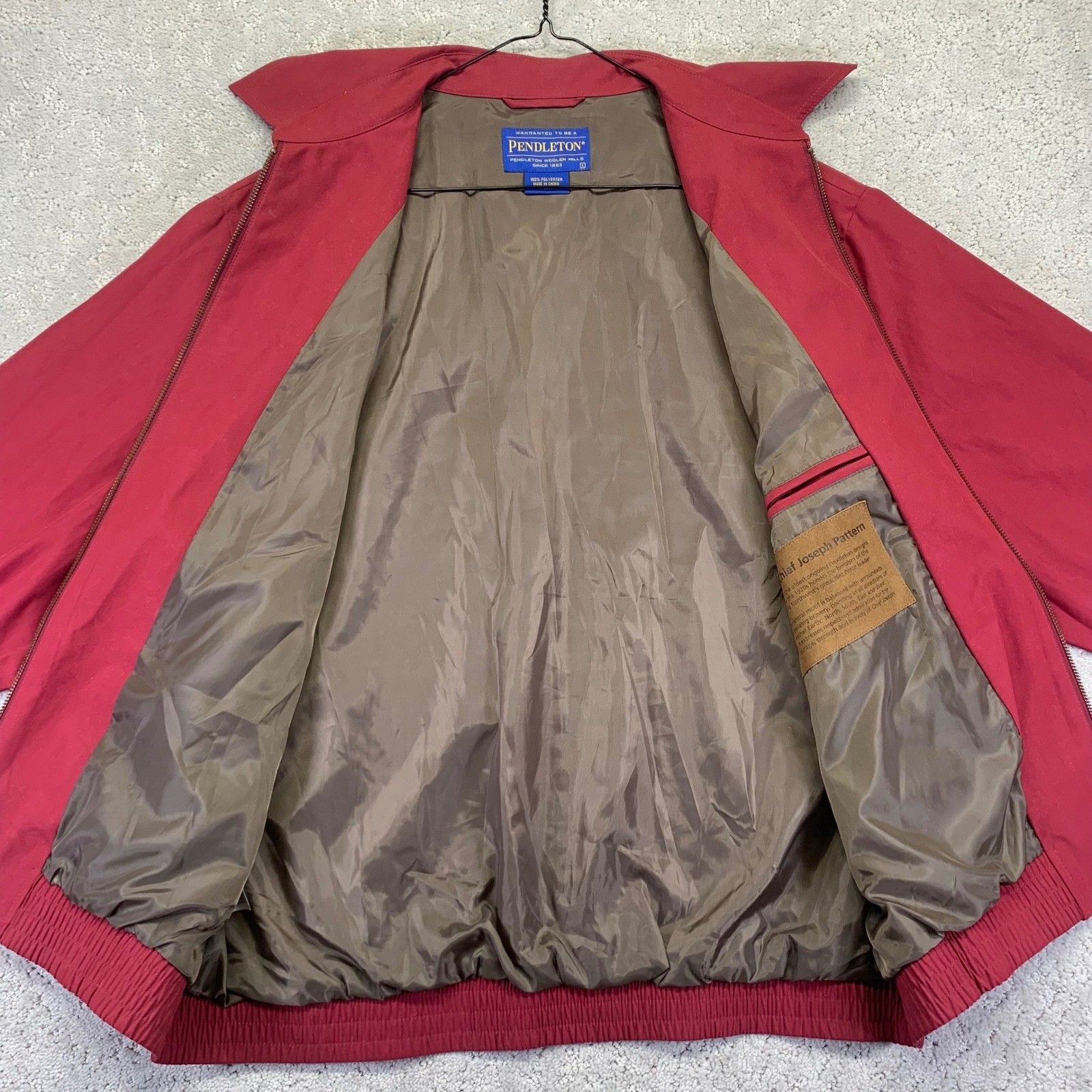 Pendleton Mens Bomber Jacket Red Polyester Aztec … - image 6