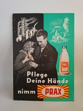 Pappschild  Aufsteller Prax Pflege deine H&auml;nde Gebr. M&uuml;ller Dresden Alte Werbung