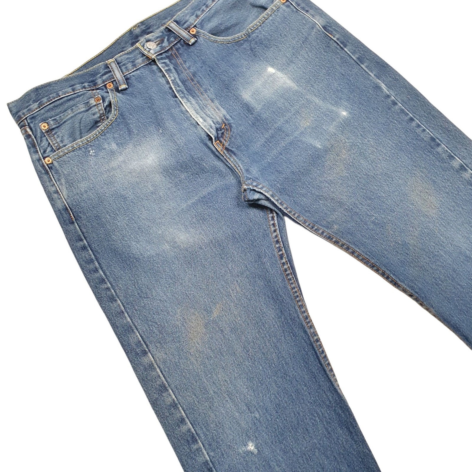 LEVIS 505 Jeans Regular Fit Blue Denim Trousers Mens W36 L32 image 3