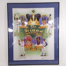 Kings Of Baseball Pete Rose Nolan Ryan Hank Aaron Rickey Henderson Autographed 